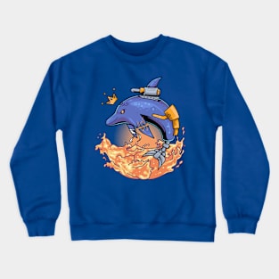 Cute Cyborg Dolphin Crewneck Sweatshirt